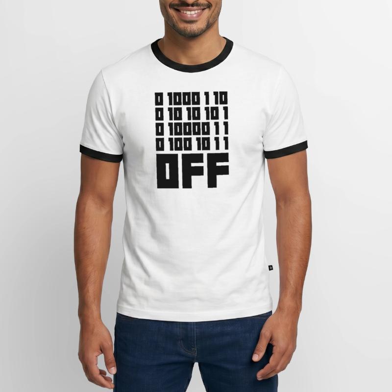 Binary Code F**k OFF – Nerd Humor & Geek Code Men's Ringer Shirt
