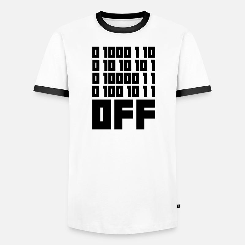 Binärcode F**k OFF – Nerd Humor & Geek Code - Männer Kontrast-T-Shirt - Weiß/Schwarz