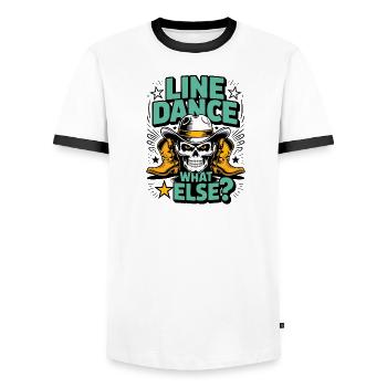 Line Dance What Else? - Männer Kontrast-T-Shirt - Weiß/Schwarz - Vorne - AI Model Female 172 light (172cm) & AI Model Male 178 dark (178cm)