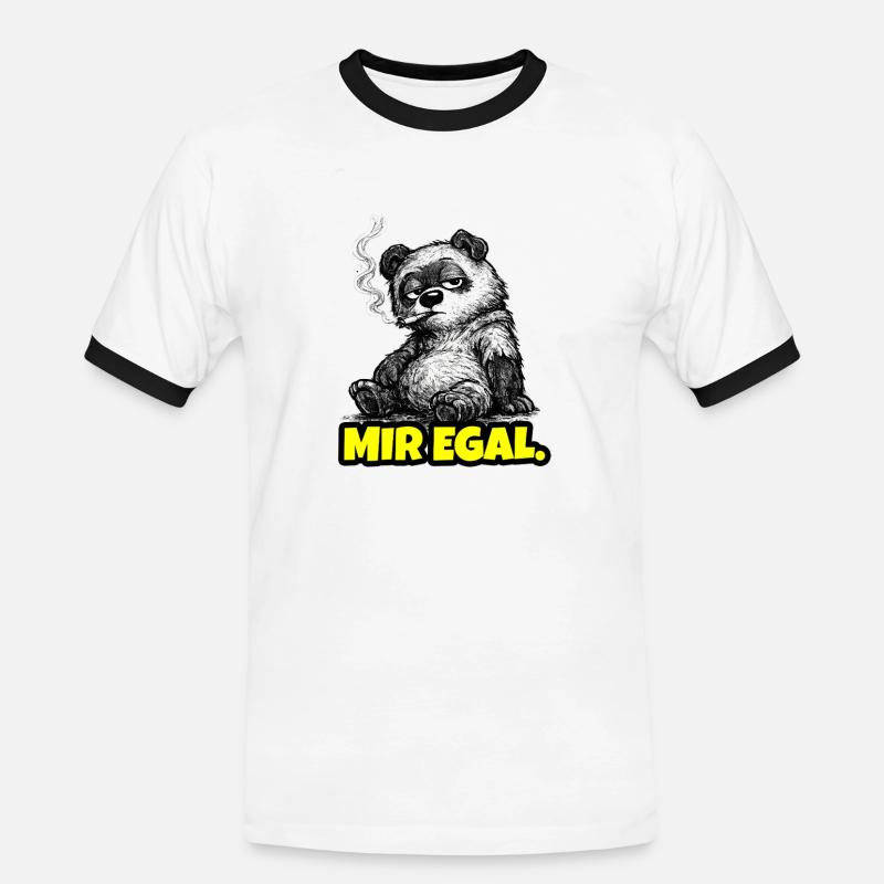 Mir egal. – Grumpy Bär (Sarkasmus Sketch) - Männer Kontrast-T-Shirt - Weiß/Schwarz