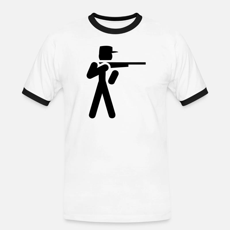 hunter - Men's Ringer Shirt - white/black