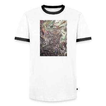 Karudako - Men's Ringer Shirt - white/black - Front - AI Model Female 172 light (172cm) & AI Model Male 178 dark (178cm)