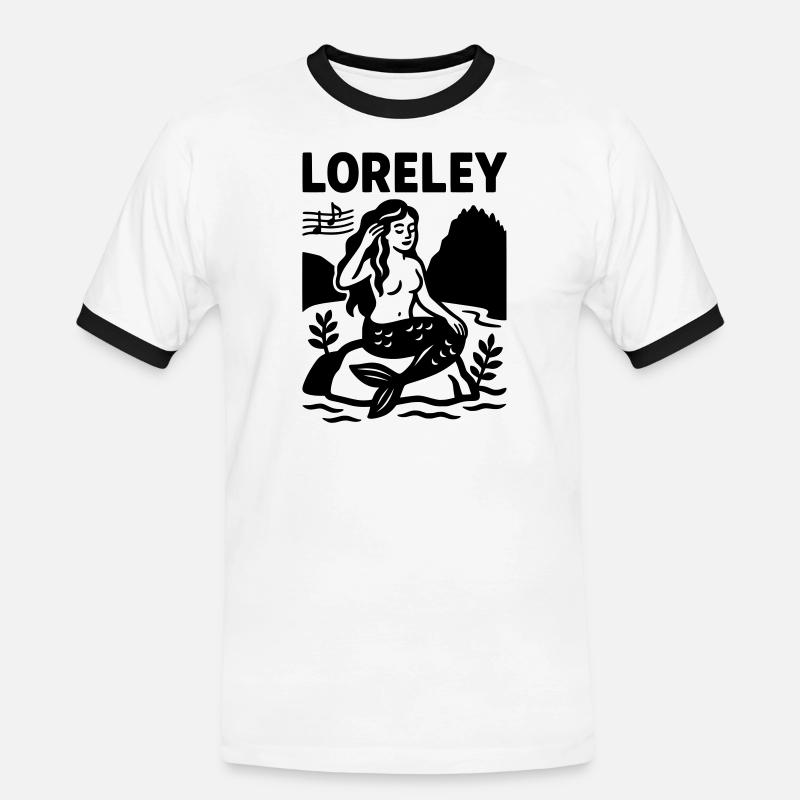 loreley - Männer Kontrast-T-Shirt - Weiß/Schwarz