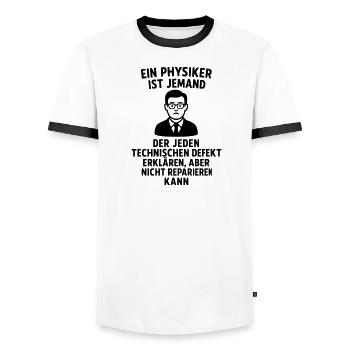 physiker erklärung definition witzig - Männer Kontrast-T-Shirt - Weiß/Schwarz - Vorne - AI Model Female 172 light (172cm) & AI Model Male 178 dark (178cm)