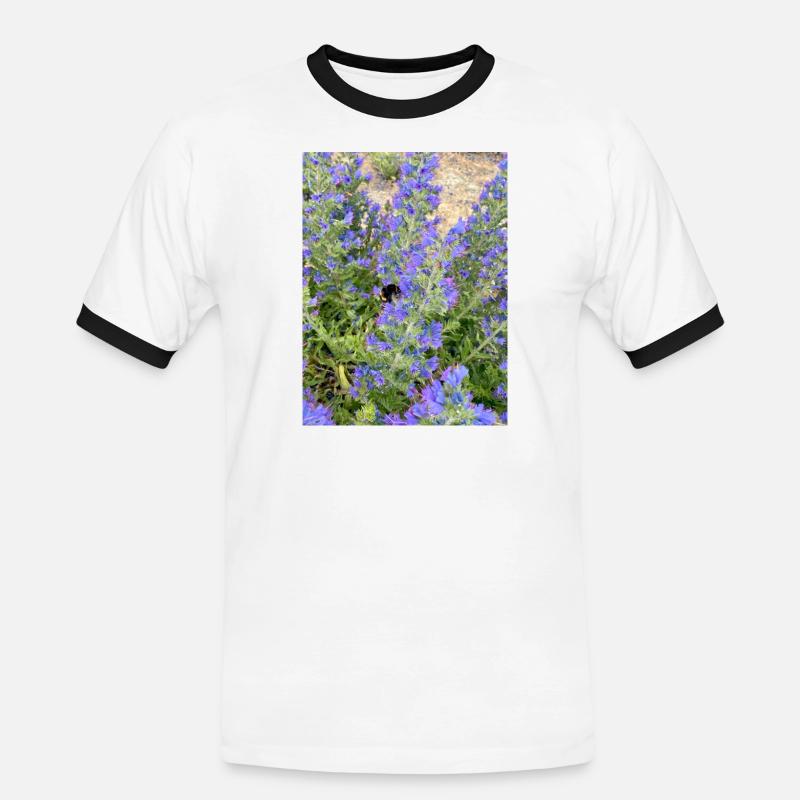 Lilac Blossoms Bee-Friendly Pattern - Men's Ringer Shirt - white/black