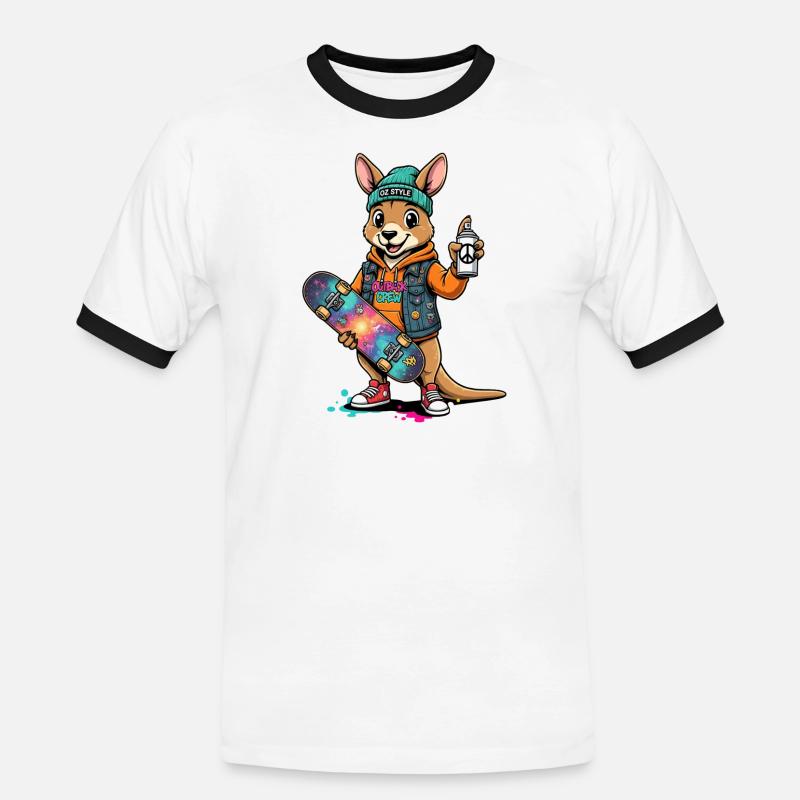 Kangaroo Sk8 Crew Oz Style - Men's Ringer Shirt - white/black