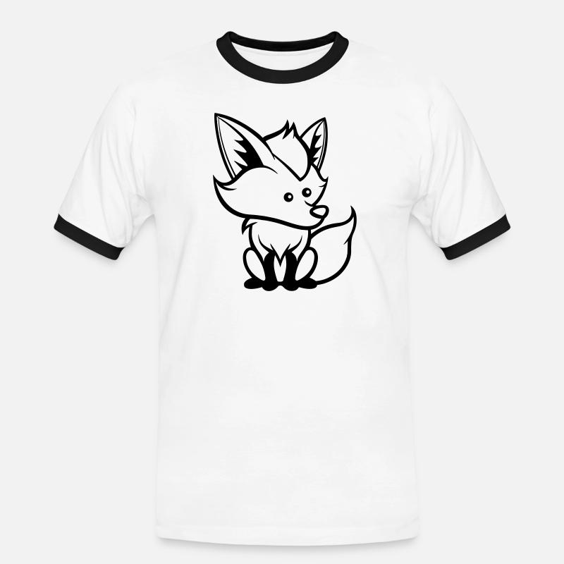 fuchs comic tier - Männer Kontrast-T-Shirt - Weiß/Schwarz