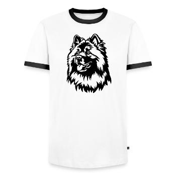 Eurasier Head - Men's Ringer Shirt - white/black - Front - AI Model Female 172 light (172cm) & AI Model Male 178 dark (178cm)