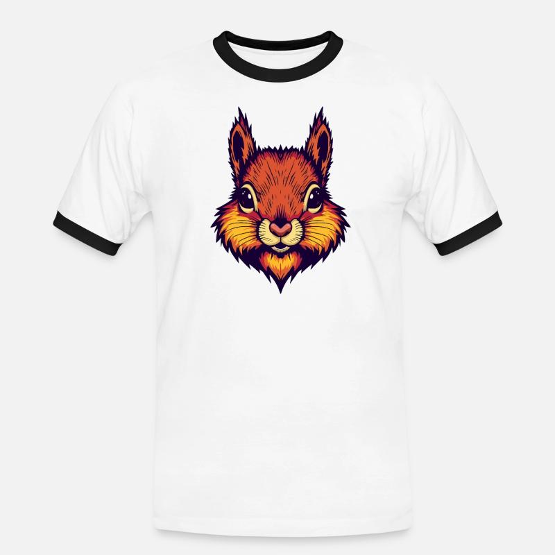 Leuchtend herbstliches Eichhörnchen  - Männer Kontrast-T-Shirt - Weiß/Schwarz