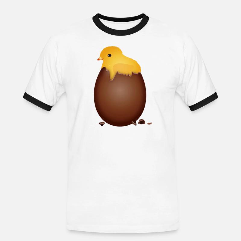 Chocolate Easter Egg with Cute Chick - Men's Ringer Shirt - white/black
