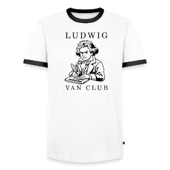 Beethoven - T-shirt contrasté Homme - blanc/noir - Devant - AI Model Female 172 light (172cm) & AI Model Male 178 dark (178cm)