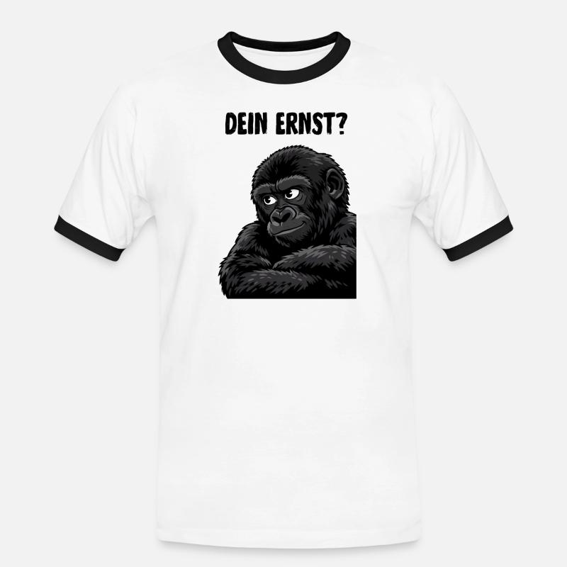 Affe mit skeptischem Blick - dein ernst? - Männer Kontrast-T-Shirt - Weiß/Schwarz