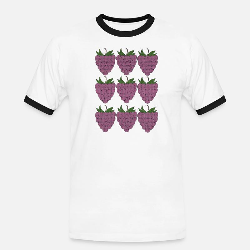 raspberry pattern textile - Men's Ringer Shirt - white/black