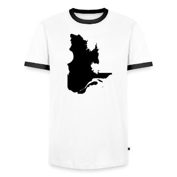 Quebec Map - Men's Ringer Shirt - white/black - Front - AI Model Female 172 light (172cm) & AI Model Male 178 dark (178cm)