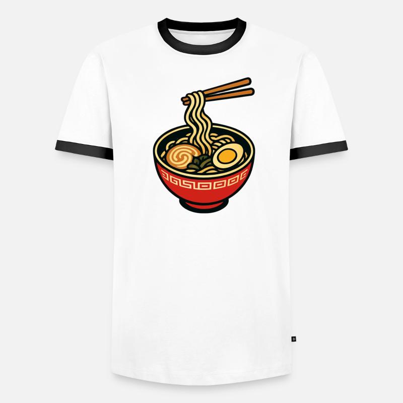 Ramen-Schüssel mit Essstäbchen - Männer Kontrast-T-Shirt - Weiß/Schwarz