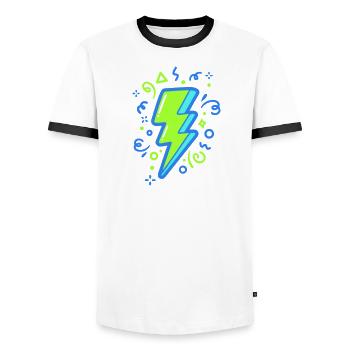Energy Ray with Neon Colors - Men's Ringer Shirt - white/black - Front - AI Model Female 172 light (172cm) & AI Model Male 178 dark (178cm)