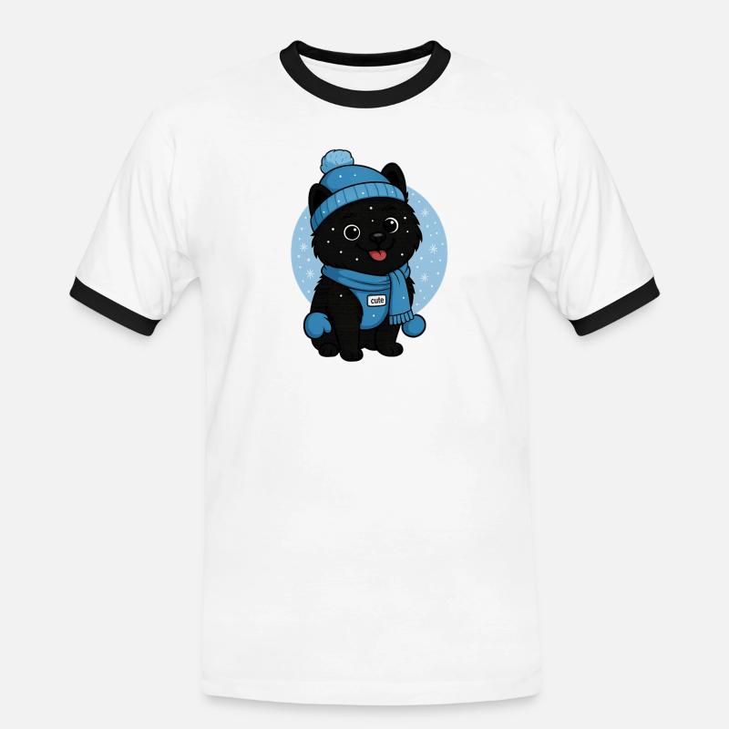 Cuddly Dog Winter Magic - Men's Ringer Shirt - white/black