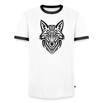 Renard intelligent – un design animalier élégant - T-shirt contrasté Homme - blanc/noir - Devant - AI Model Female 172 light (172cm) & AI Model Male 178 dark (178cm)