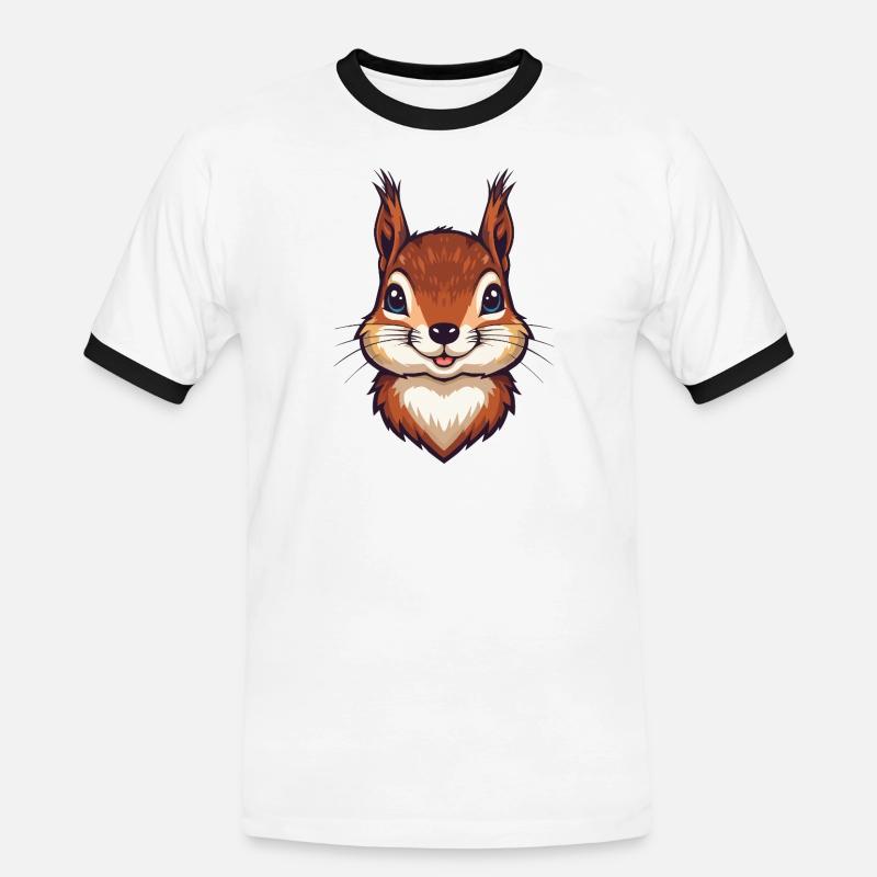 Süßer Eichhörnchen Kopf - Männer Kontrast-T-Shirt - Weiß/Schwarz