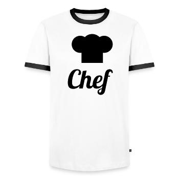 Chef - Kitchen - Cook - Men's Ringer Shirt - white/black - Front - AI Model Female 172 light (172cm) & AI Model Male 178 dark (178cm)