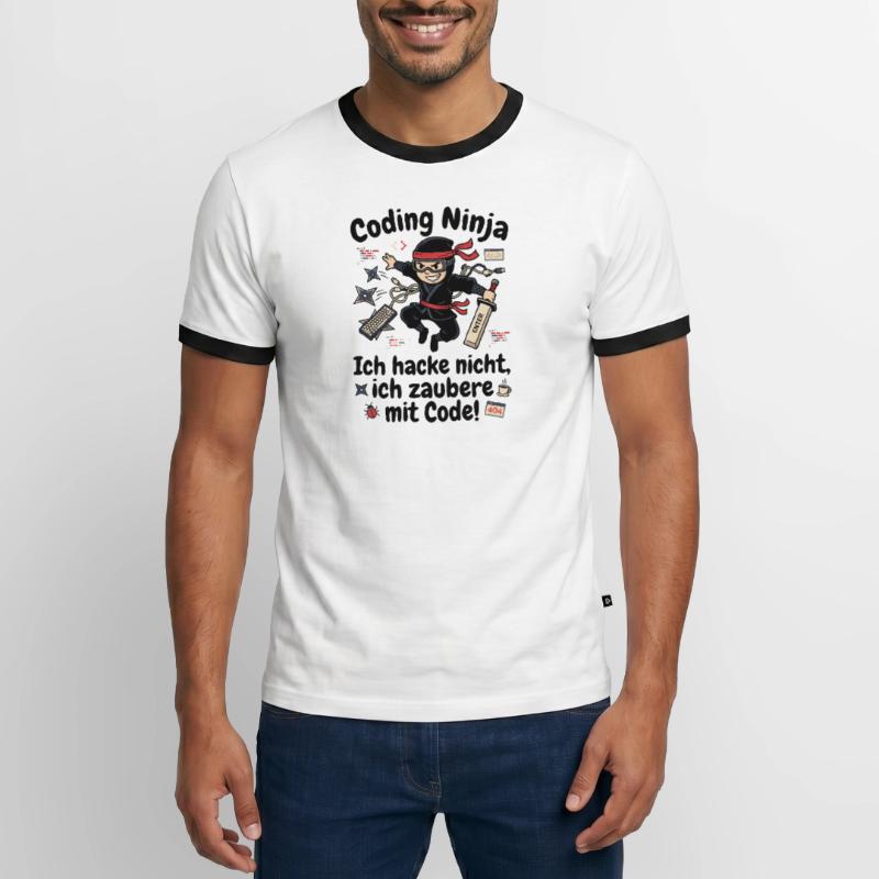 Coder Ninja Programmierer Humor Männer Kontrast-T-Shirt