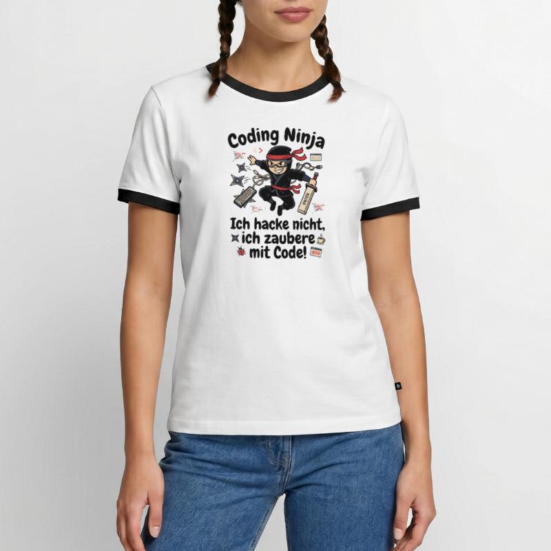 Coder Ninja Programmierer Humor Männer Kontrast-T-Shirt