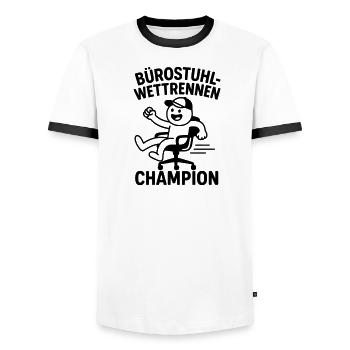 Office Chair Race Champion - Men's Ringer Shirt - white/black - Front - AI Model Female 172 light (172cm) & AI Model Male 178 dark (178cm)