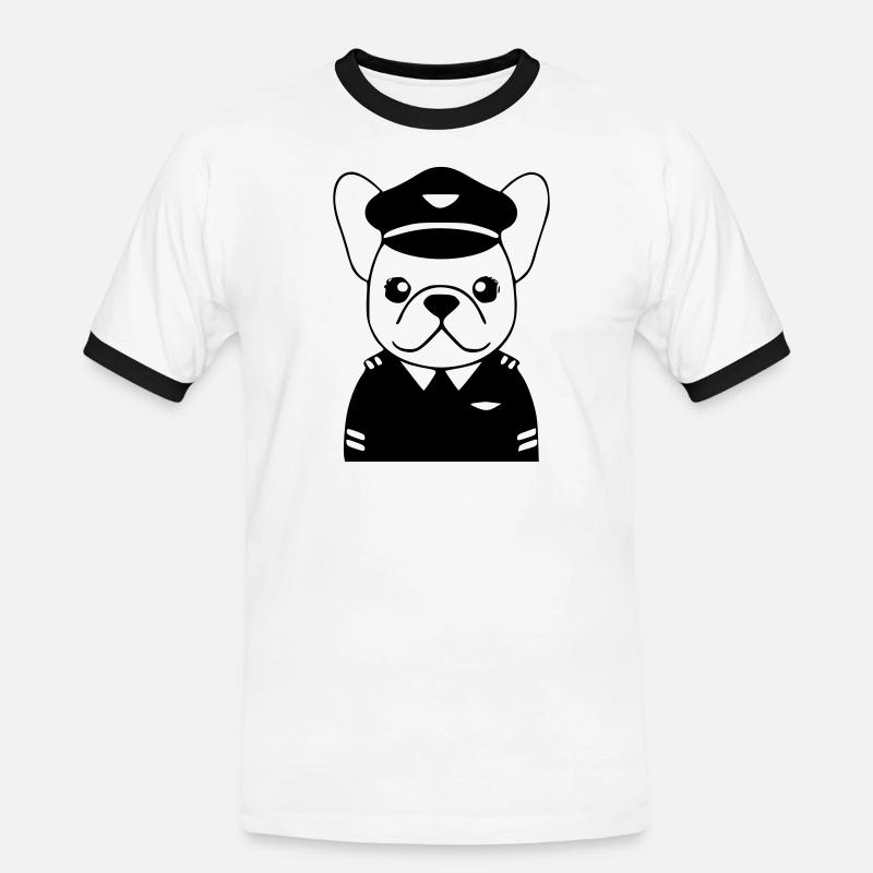 Frenchie Pilot Uniform Black - Men's Ringer Shirt - white/black