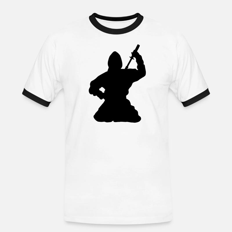 Ninja japanischer Spion oder Attentäter - Männer Kontrast-T-Shirt - Weiß/Schwarz