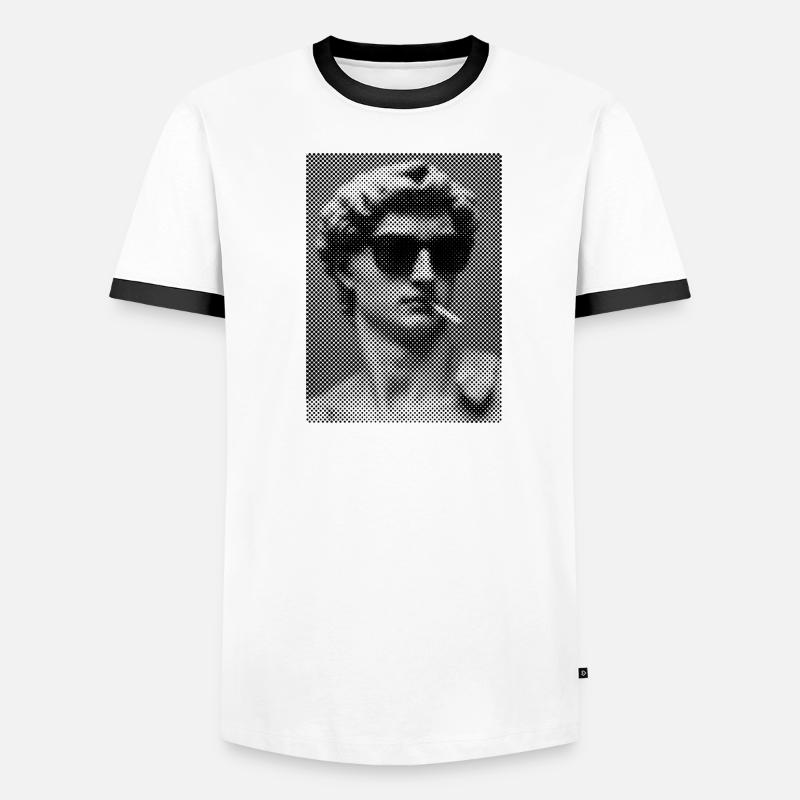 David Michelangelo raucht eine Zigarette - Männer Kontrast-T-Shirt - Weiß/Schwarz