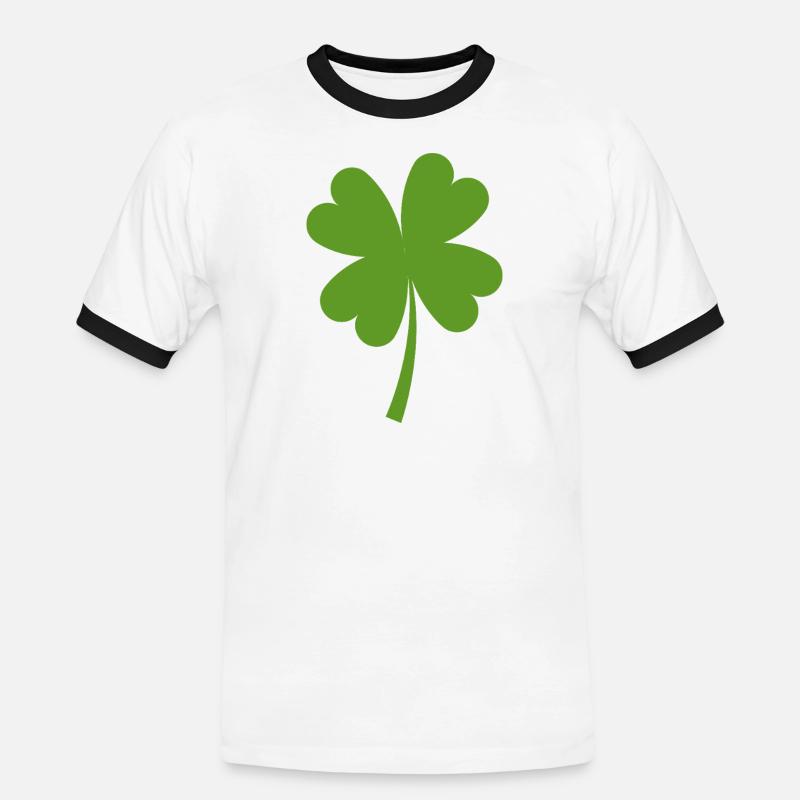 Solid four-leaf clover - Men's Ringer Shirt - white/black