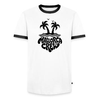 Mallorca Crew - Men's Ringer Shirt - white/black - Front - AI Model Female 172 light (172cm) & AI Model Male 178 dark (178cm)