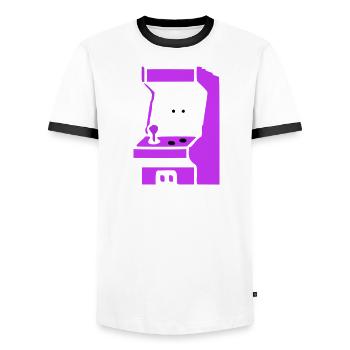  Spielautomat Arcade Silhouette - Männer Kontrast-T-Shirt - Weiß/Schwarz - Vorne - AI Model Female 172 light (172cm) & AI Model Male 178 dark (178cm)