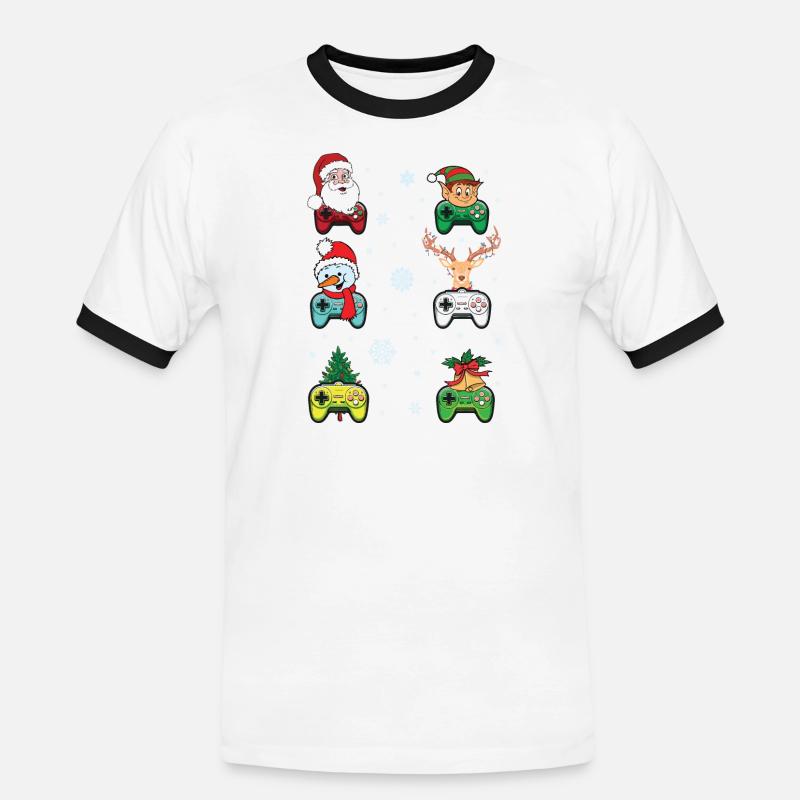 Festive Gaming Characters with Christmas Elements - Men's Ringer Shirt - white/black