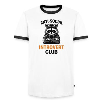 Introvertierter Waschbärclub-Hoodie - Männer Kontrast-T-Shirt - Weiß/Schwarz - Vorne - AI Model Female 172 light (172cm) & AI Model Male 178 dark (178cm)