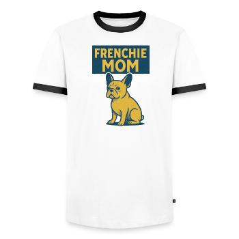 Frenchie Mom Bulldog Tee - Men's Ringer Shirt - white/black - Front - AI Model Female 172 light (172cm) & AI Model Male 178 dark (178cm)