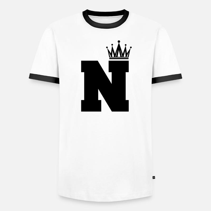 N Krone - Männer Kontrast-T-Shirt - Weiß/Schwarz