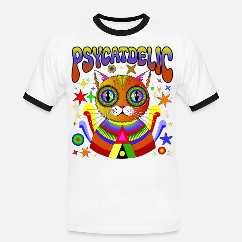 PSYCATDELIC - Männer Kontrast-T-Shirt - Weiß/Schwarz
