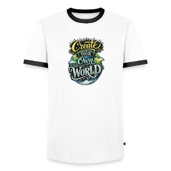 Create Your Own World – Hand Lettering Creativity - Men's Ringer Shirt - white/black - Front - AI Model Female 172 light (172cm) & AI Model Male 178 dark (178cm)