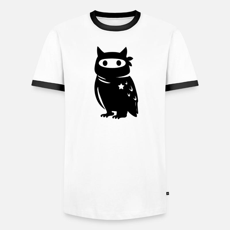 Vermummte Eule mit Stern – Antifaschismus Antifa - Männer Kontrast-T-Shirt - Weiß/Schwarz