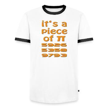 Piece of PI - Männer Kontrast-T-Shirt - Weiß/Schwarz - Vorne - AI Model Female 172 light (172cm) & AI Model Male 178 dark (178cm)