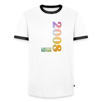 18th Birthday Eighteen Gift Limited Edition - Men's Ringer Shirt - white/black - Front - AI Model Female 172 light (172cm) & AI Model Male 178 dark (178cm)