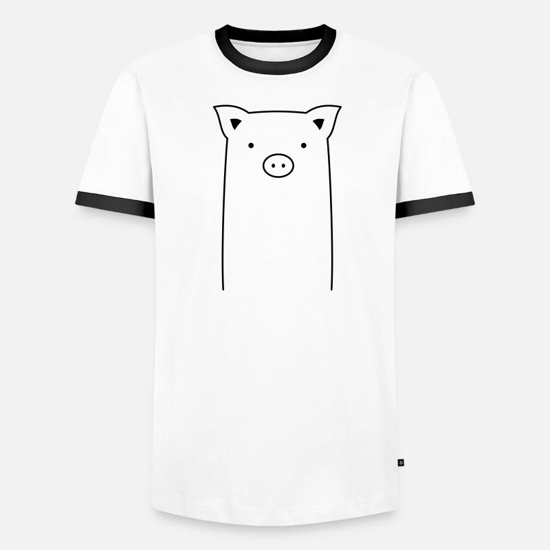 Schwein Sau Ferkel Geschenkidee - Männer Kontrast-T-Shirt - Weiß/Schwarz