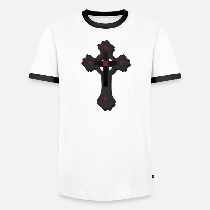 dunkles Gothic Kreuz, verschenken, coole Tees - Männer Kontrast-T-Shirt - Weiß/Schwarz