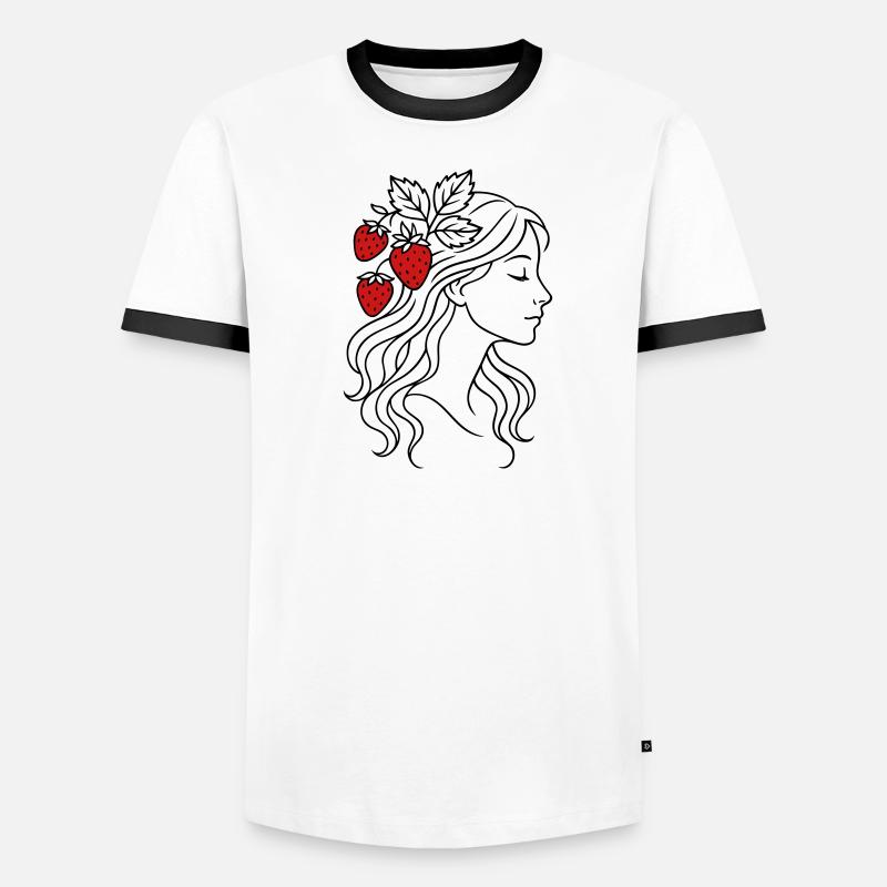 Frau mit Erdbeeren Erdbeermädchen - Männer Kontrast-T-Shirt - Weiß/Schwarz