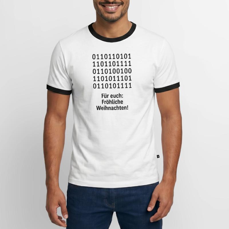 Christmas Code Binary Pattern Men's Ringer Shirt