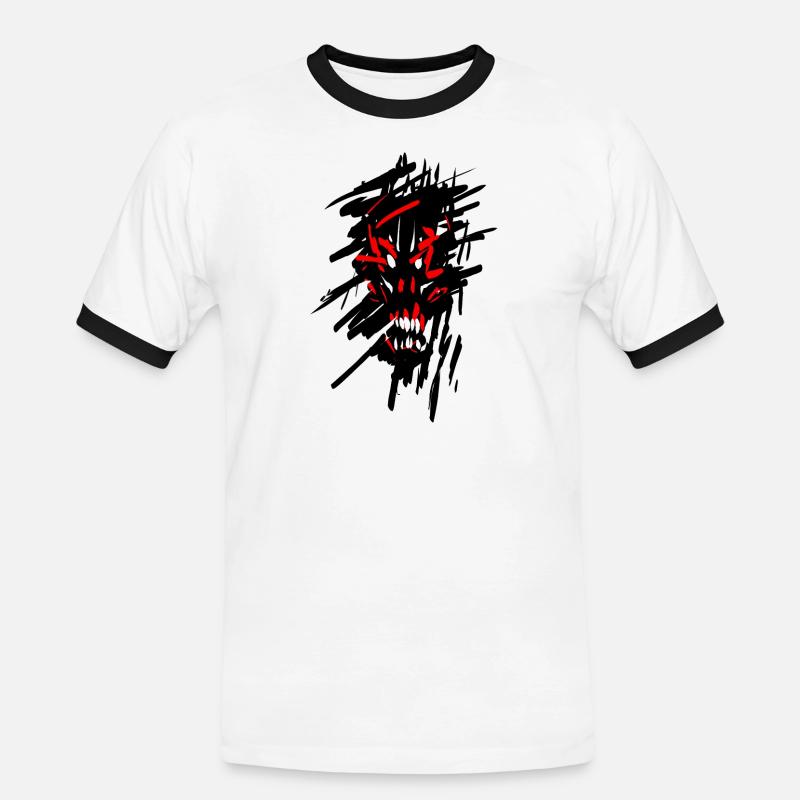 Devil horror graffiti - Men's Ringer Shirt - white/black