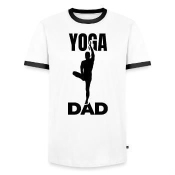 Yoga Dad - Men's Ringer Shirt - white/black - Front - AI Model Female 172 light (172cm) & AI Model Male 178 dark (178cm)