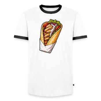Hähnchen-Wrap Illustration - Männer Kontrast-T-Shirt - Weiß/Schwarz - Vorne - AI Model Female 172 light (172cm) & AI Model Male 178 dark (178cm)