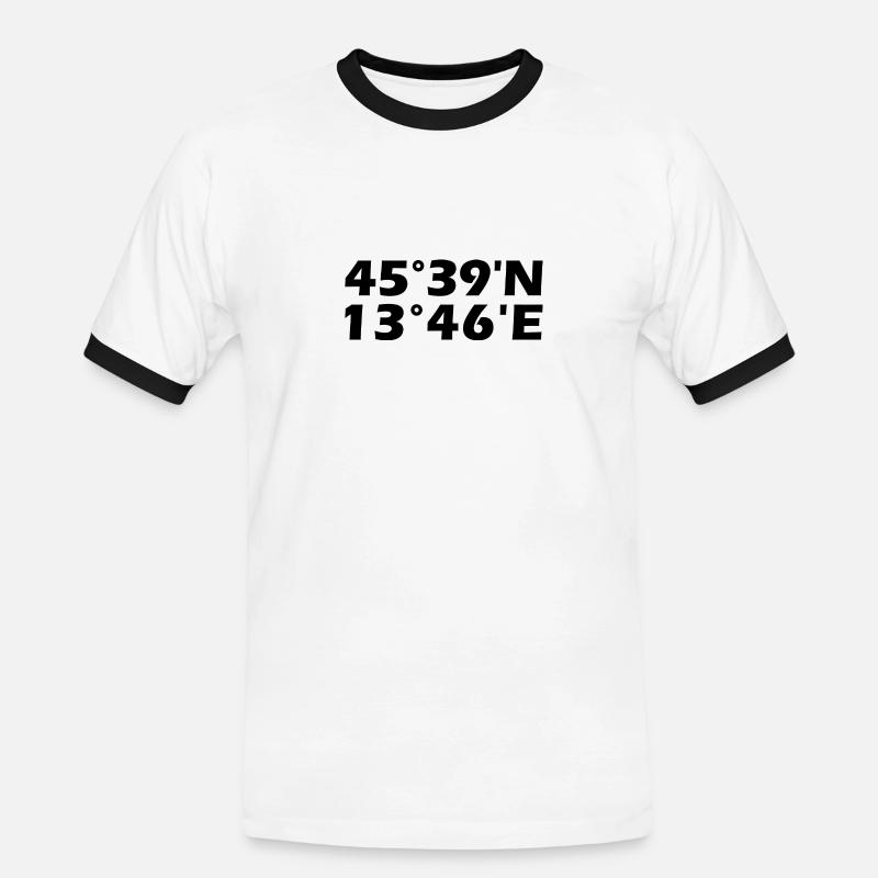 Trieste coordinates - Men's Ringer Shirt - white/black